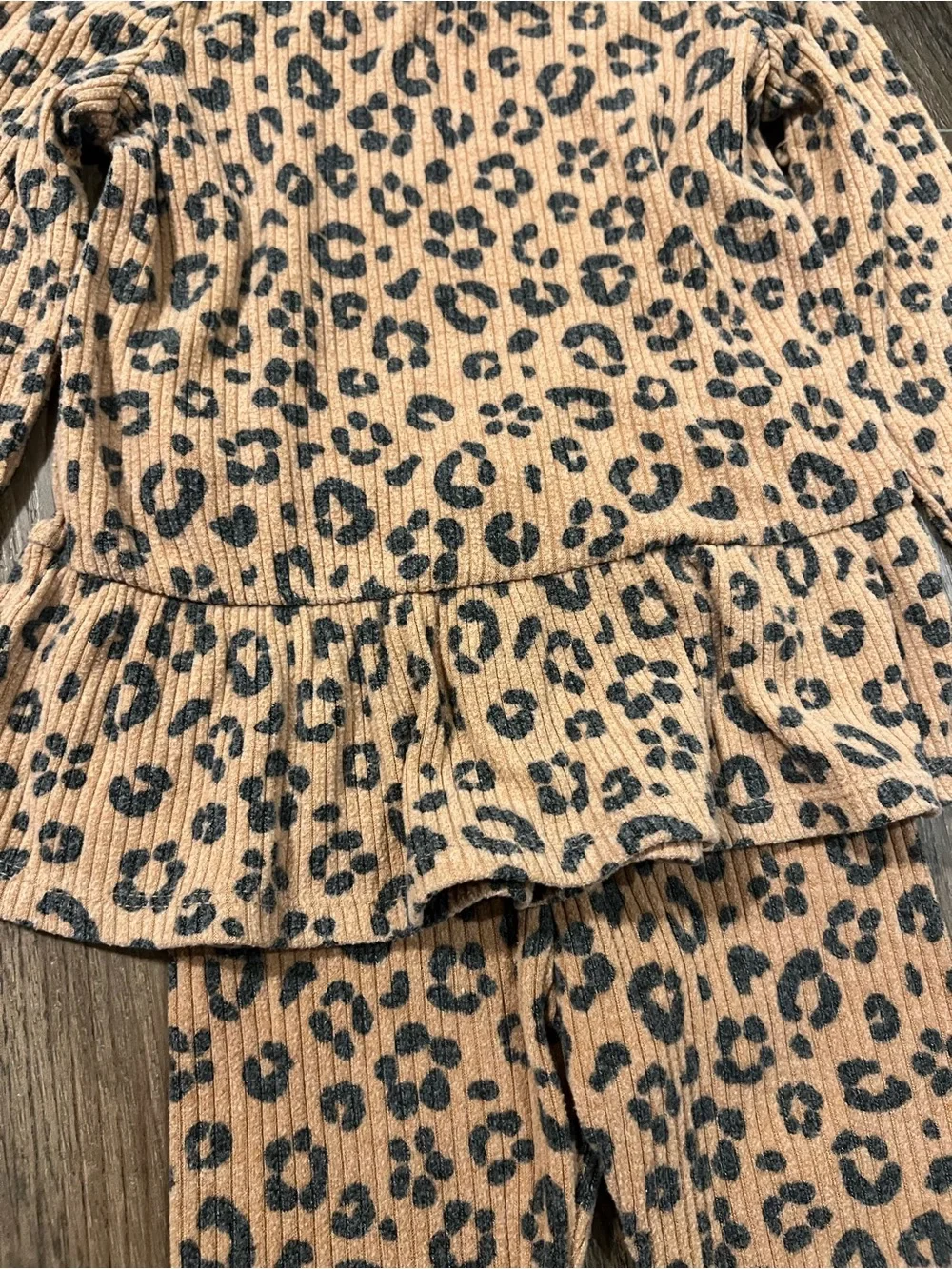 Cat & Jack Tan Leopard Ribbed Peplum Set
